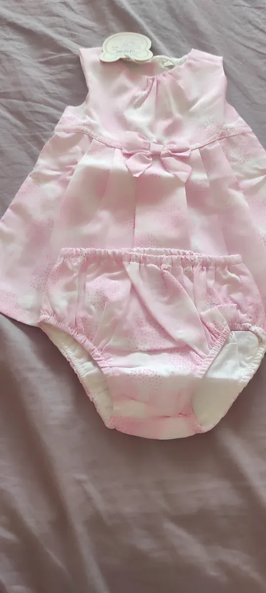 Vestido y braguita bebé niña rosa sin estrenar.
