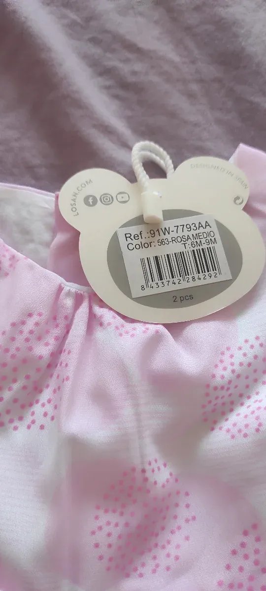 Vestido y braguita bebé niña rosa sin estrenar.