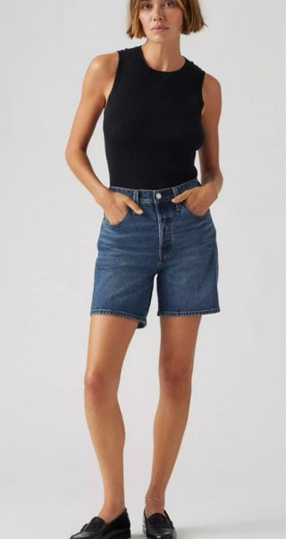Levi's 501 Shorts Tiro Alto Azul