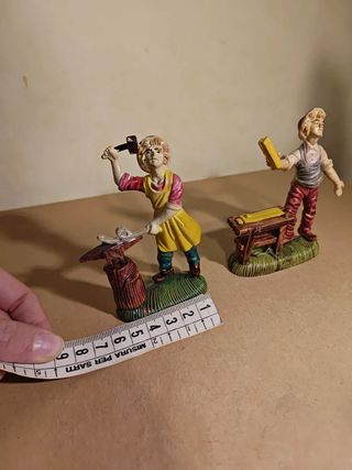 2 statuine presepe mestieri fabbro natale decoro
