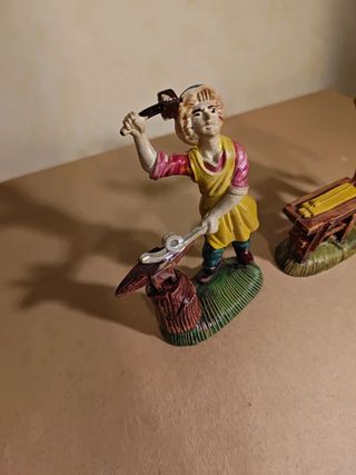 2 statuine presepe mestieri fabbro natale decoro