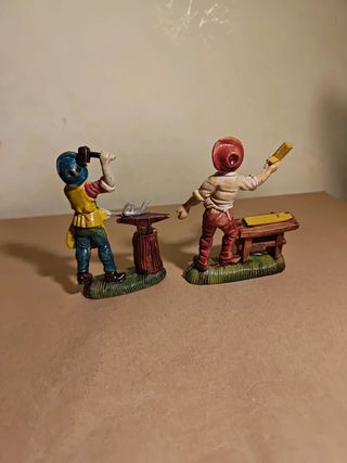 2 statuine presepe mestieri fabbro natale decoro