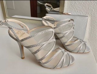 Sandalias Tacón Jenny Packham Plata/Blanco