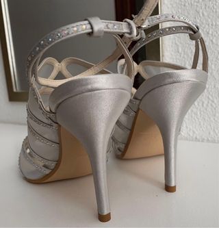 Sandalias Tacón Jenny Packham Plata/Blanco