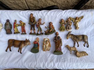 Antiguo Belén Italiano 16 piezas,años 1950/60