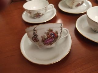 Juego de café porcelana antiguo pintado