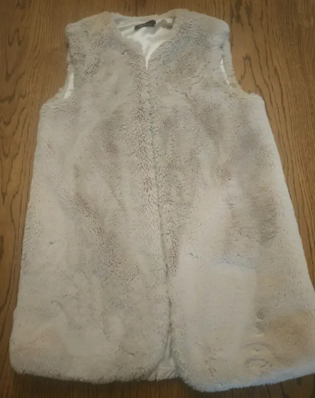 Gilet pelliccia sintetica beige/bianco