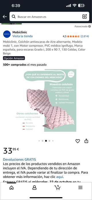 Materasso antipolvere ad aria alternata Mobiclinic