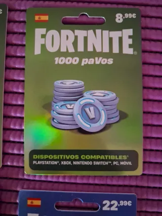 Carta V-Bucks 2800 PaVos 20€
Carta 1000B 7€