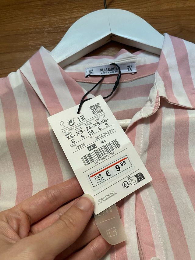 Camisa Pull&Bear rayas rosa y blanco sin estrenar
