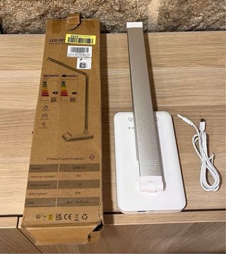 Lámpara Escritorio LED Plata y Blanca