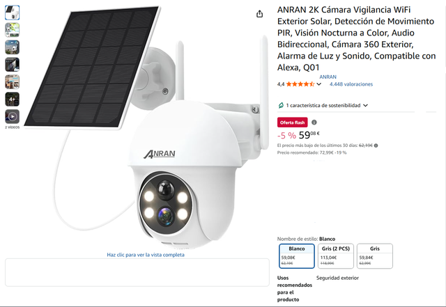 ¡-50%! | ANRAN 2K Cámara Vigilancia WiFi Exterior