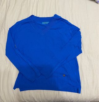 Maglia Assal blu scollo a V manica lunga