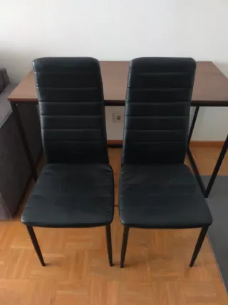 2 Sillas de comedor cuero sintético negro