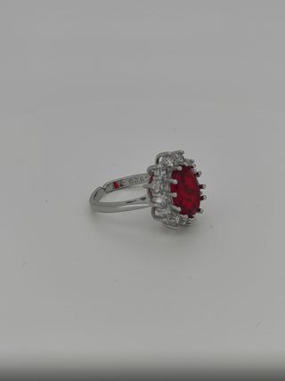Anillo Plata 925 con Piedra Roja