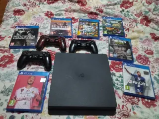 PS4 slim (PlayStation 4) Negra + 7 Juegos