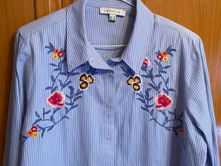 Camisa Cortefiel Flores Bordadas Talla XL