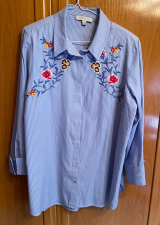 Camisa Cortefiel Flores Bordadas Talla XL