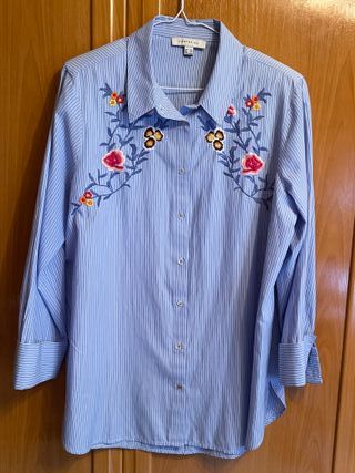 Camisa Cortefiel Flores Bordadas Talla XL