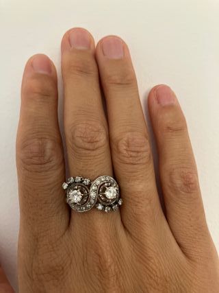 Anillo Vintage Oro 18k Diamantes Tu Y Yo