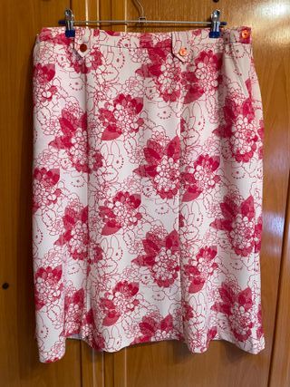Falda Corte Inglés Flores Rojas Talla 52
