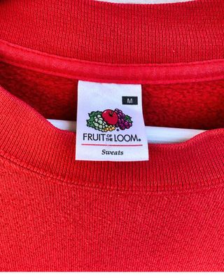 Sudadera Fruit of the Loom Roja Logo Pequeño Talla