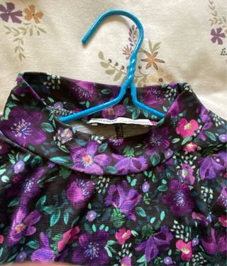 Vestido largo Pull&Bear Negro Flores Lila T.XL