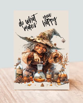 Old Witch Big Hat Magic Potions Decorative Print