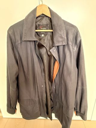 Gabardina Cuero Italiano Azul Talla L