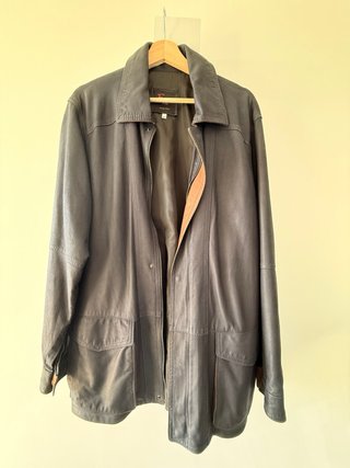 Gabardina Cuero Italiano Azul Talla L