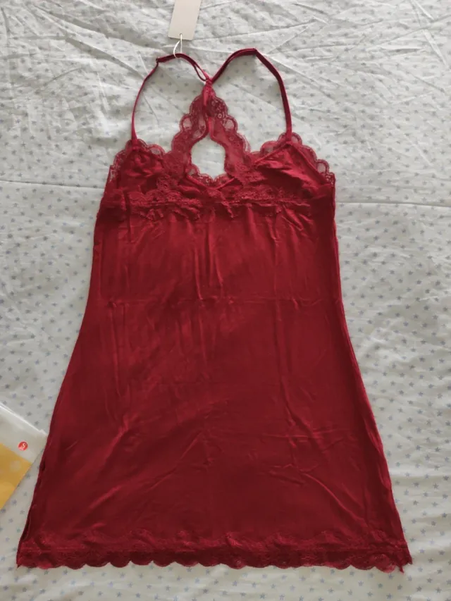 Pijama sexy mujer encaje rojo