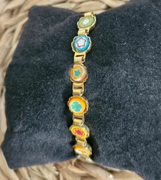 Pulsera Vintage Murano Millefiori Dorada