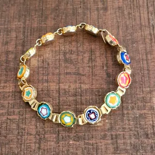 Pulsera Vintage Murano Millefiori Dorada
