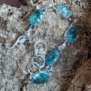 Pulsera Plata Circonitas Azules