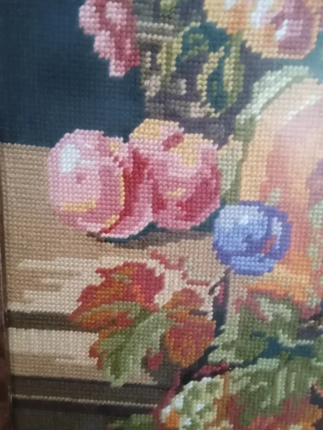 Cuadro tapiz frutas y flores hecho a mano
