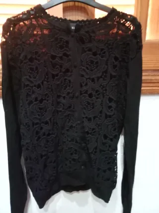Chaqueta Mango encaje negra Talla L