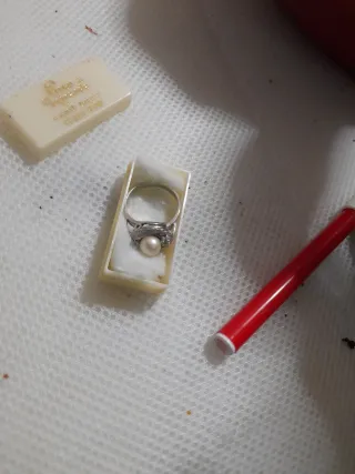 Anillo de plata y  perla antiguo