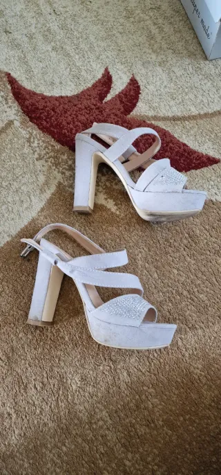 Sandali donna grigio/argento con strass