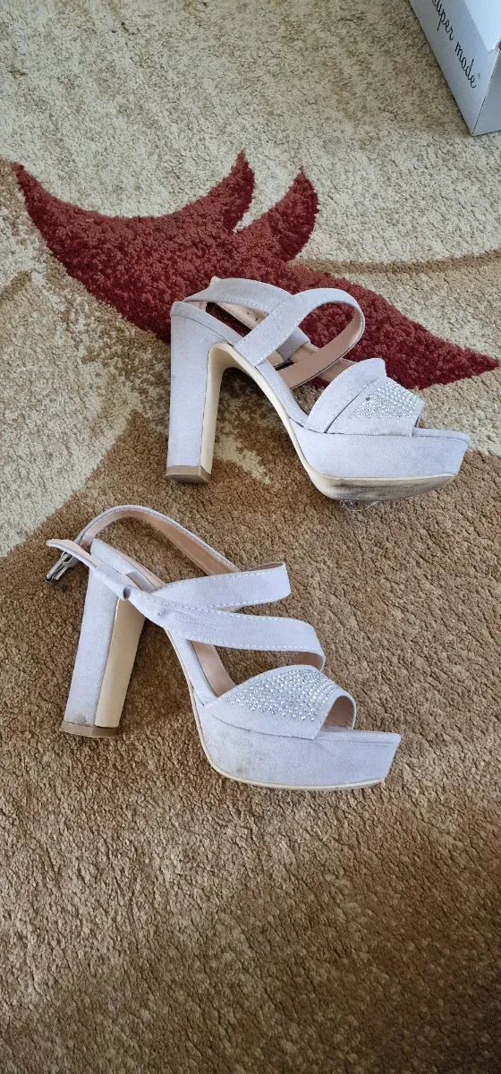 Sandali donna grigio/argento con strass