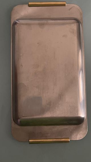 Vassoio acciaio inox con manici oro