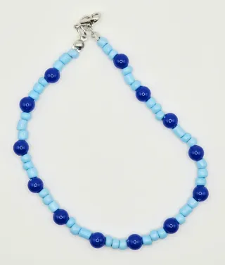 Cavigliera perline celeste e blu
