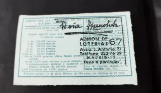 Lotería Nacional Décimos Antiguos