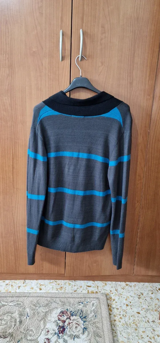 Cardigan uomo righe blu e grigio