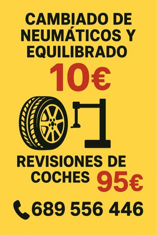 montaje y equilibrado de neumaticos 10€ y revision