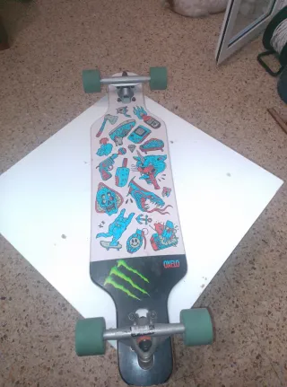 Longboard Oxelo Negro Ruedas Verdes