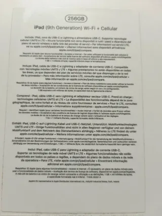 iPad 9ª Gen Wi-Fi + Cellular 256GB