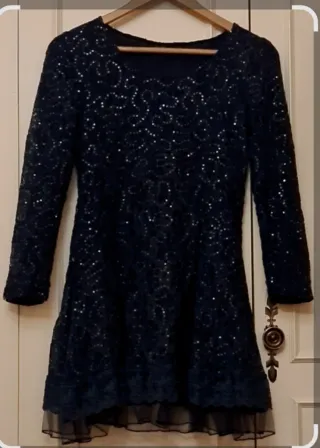 Vestido mini lentejuelas azul marino