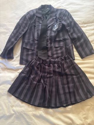 Disfraz Miércoles Adams CON PELUCA Niña Talla 9-11