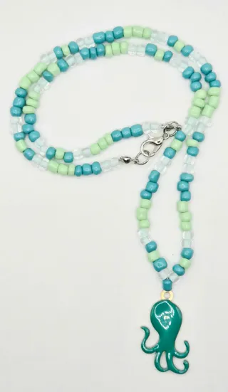Collana con ciondolo polpo verde