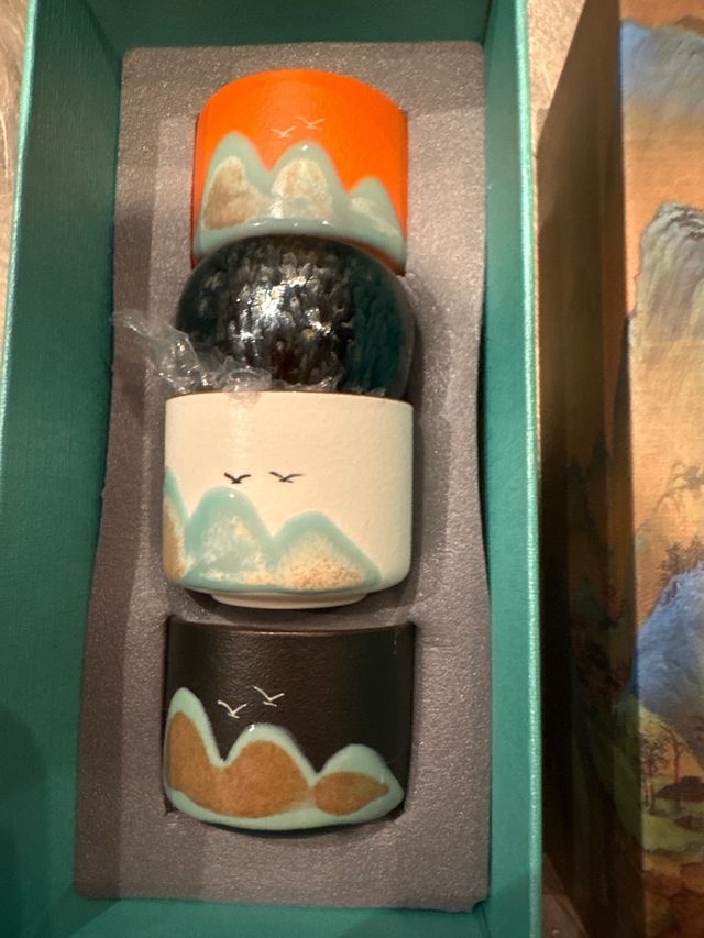 Juego 4 tazas té cerámica diseño chino